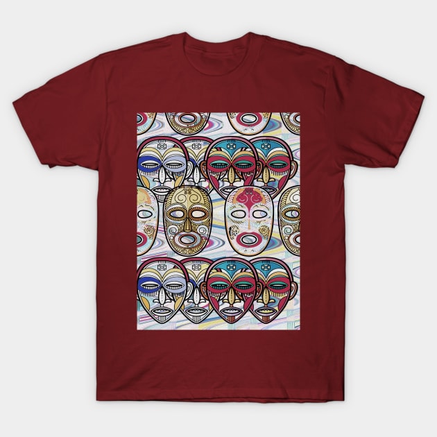 African Masks V3 T-Shirt by walil designer